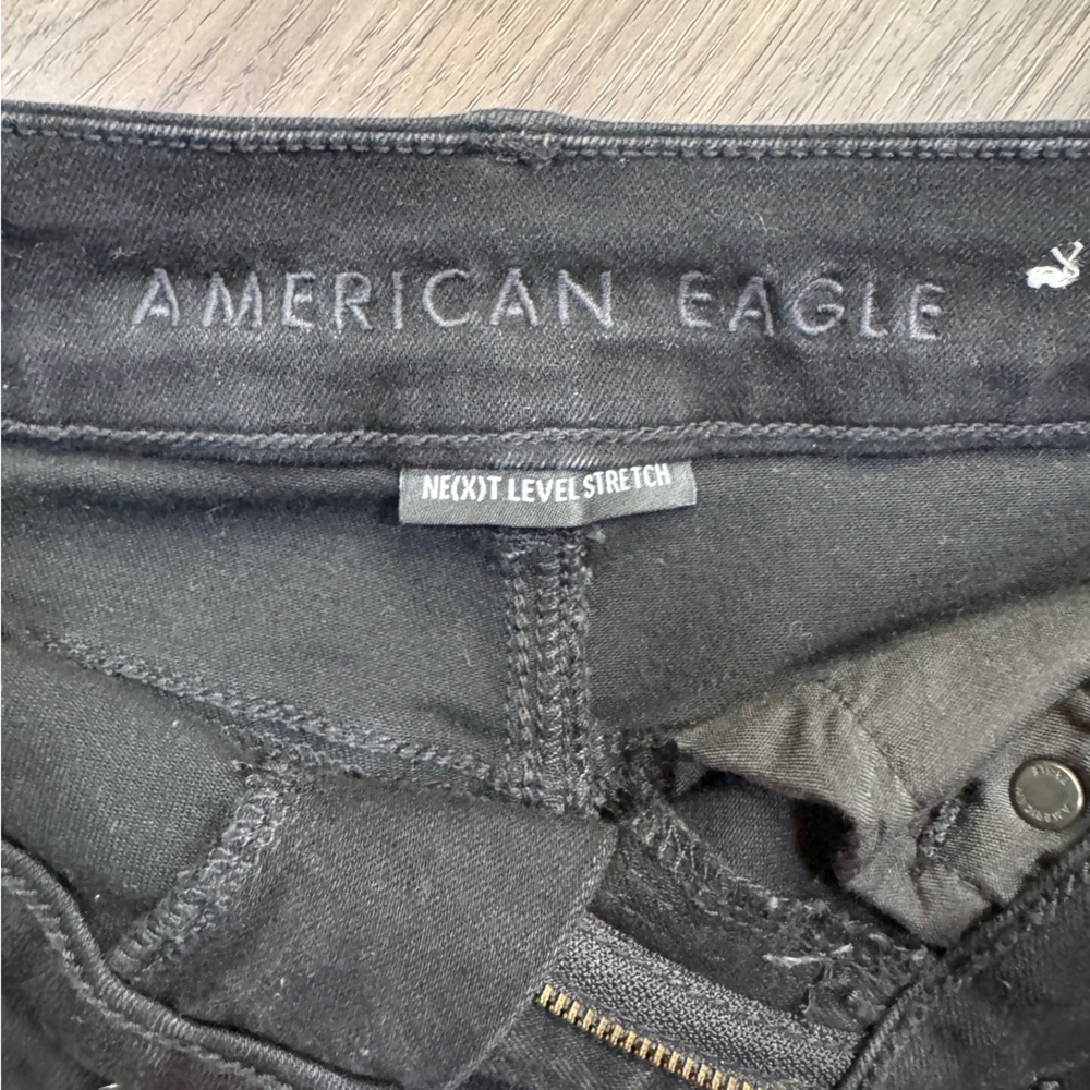 American Eagle Outfitters Black Denim Curvy Hi-Rise Skirt - Size 00 Regular - Picture 7 of 10